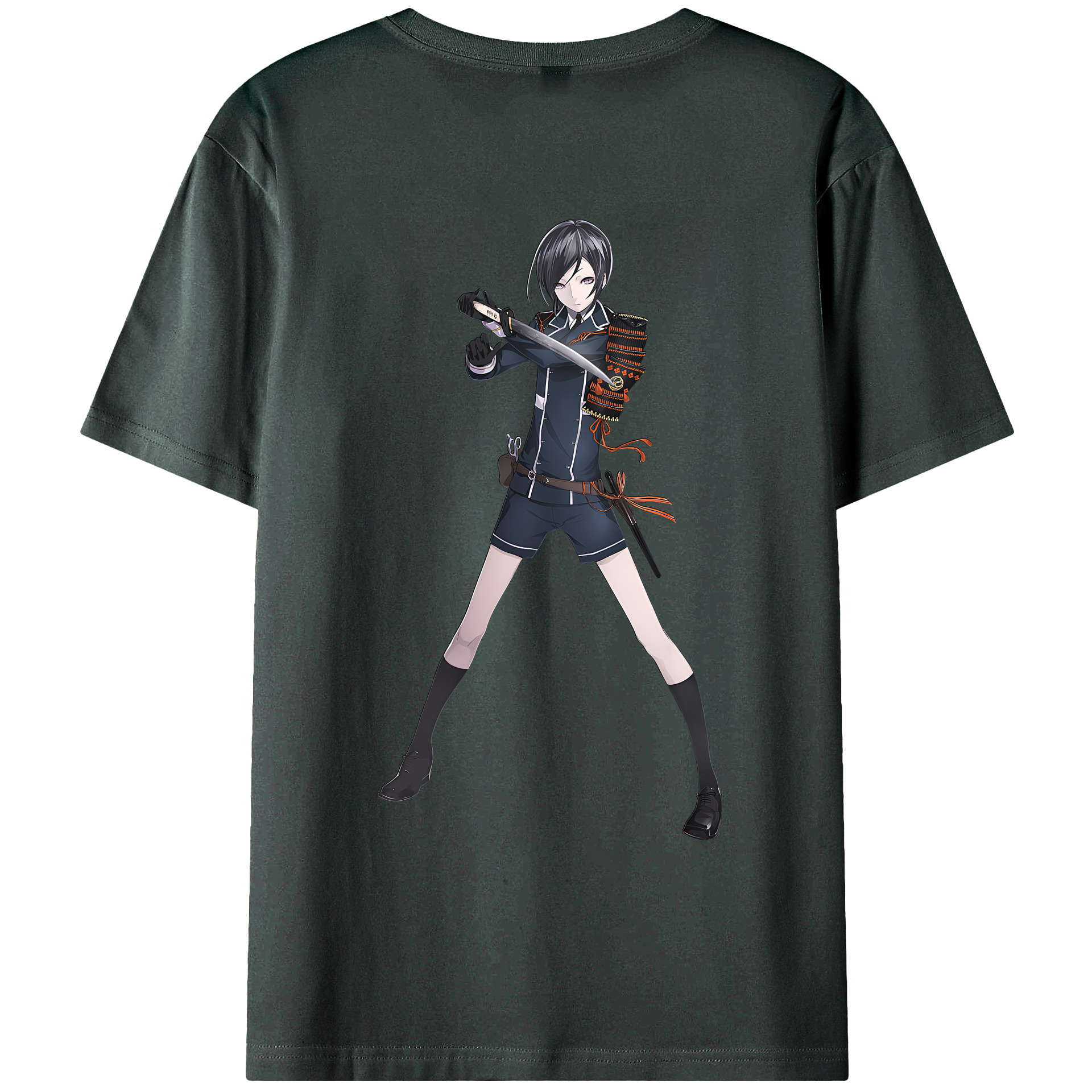 （画像用） 刀剣乱舞 Touken Ranbu 綿100％ メンズ半袖Tシャツ（バックプリント） 通気性